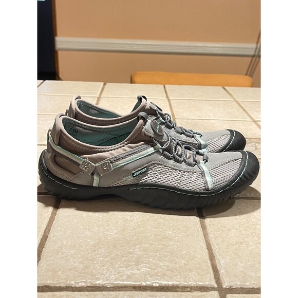 Jsport by Jambu Water-Ready Slip-On Women Shoes 7.5M Gray/Teal Mesh Vegan Upper - Picture 12 of 13